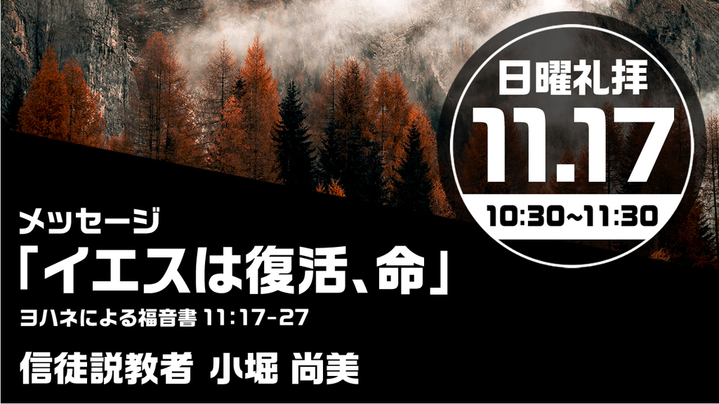 2024年11月17日(日) 日曜朝の礼拝「イエスは復活、命」